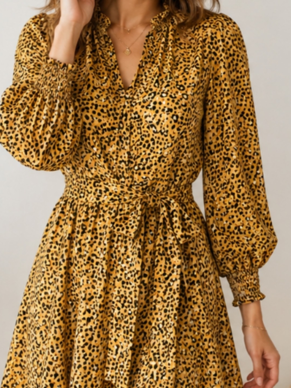 Karl Lagerfeld Animal Print Long Sleeve Dress